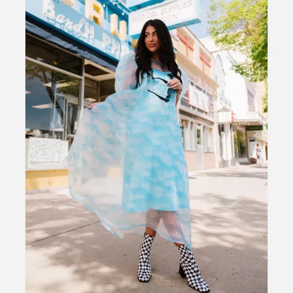 NWT Dressed in LALA Sky Cloud Organza Dress (M) - Picture 2 of 9